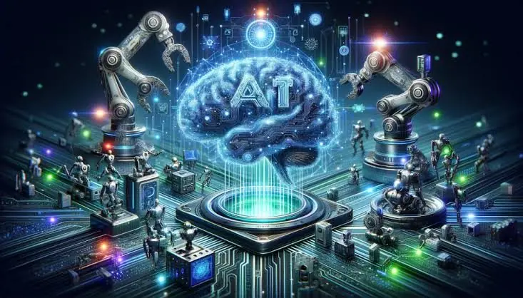 An AI brain orchestrating automated workflows across connected systems